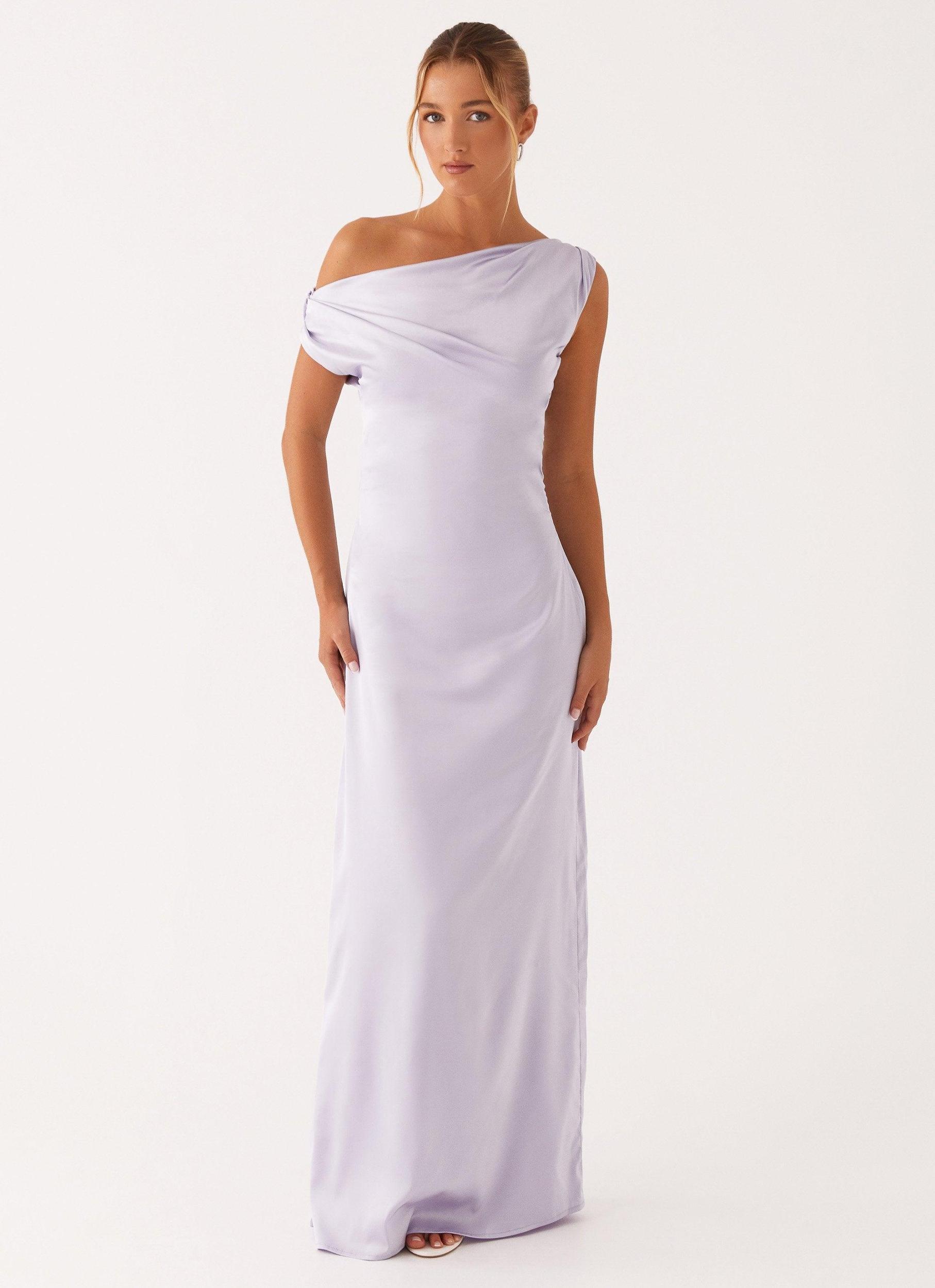 Heart Of Glass Satin Maxi Dress - Lilac Product Image