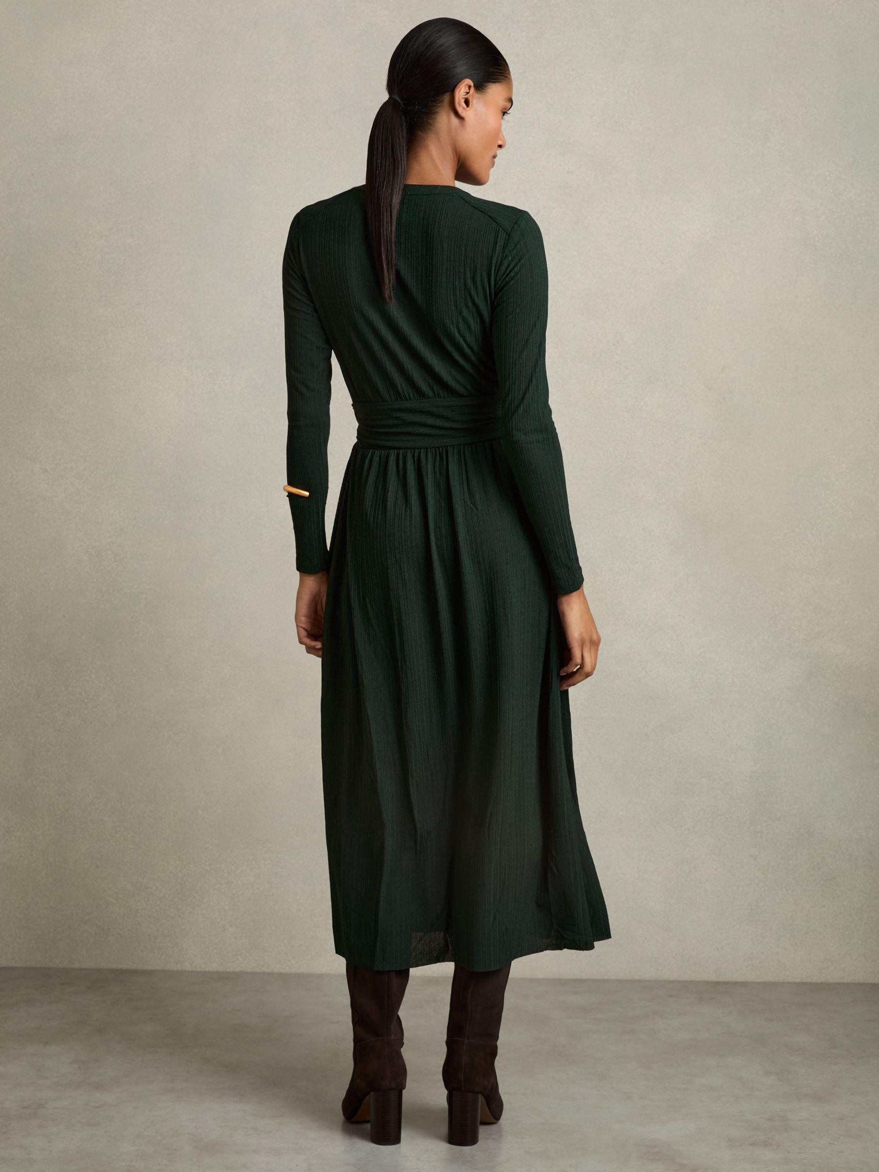 Petite Jersey Wrap-Tie Midi Dress in Green Product Image
