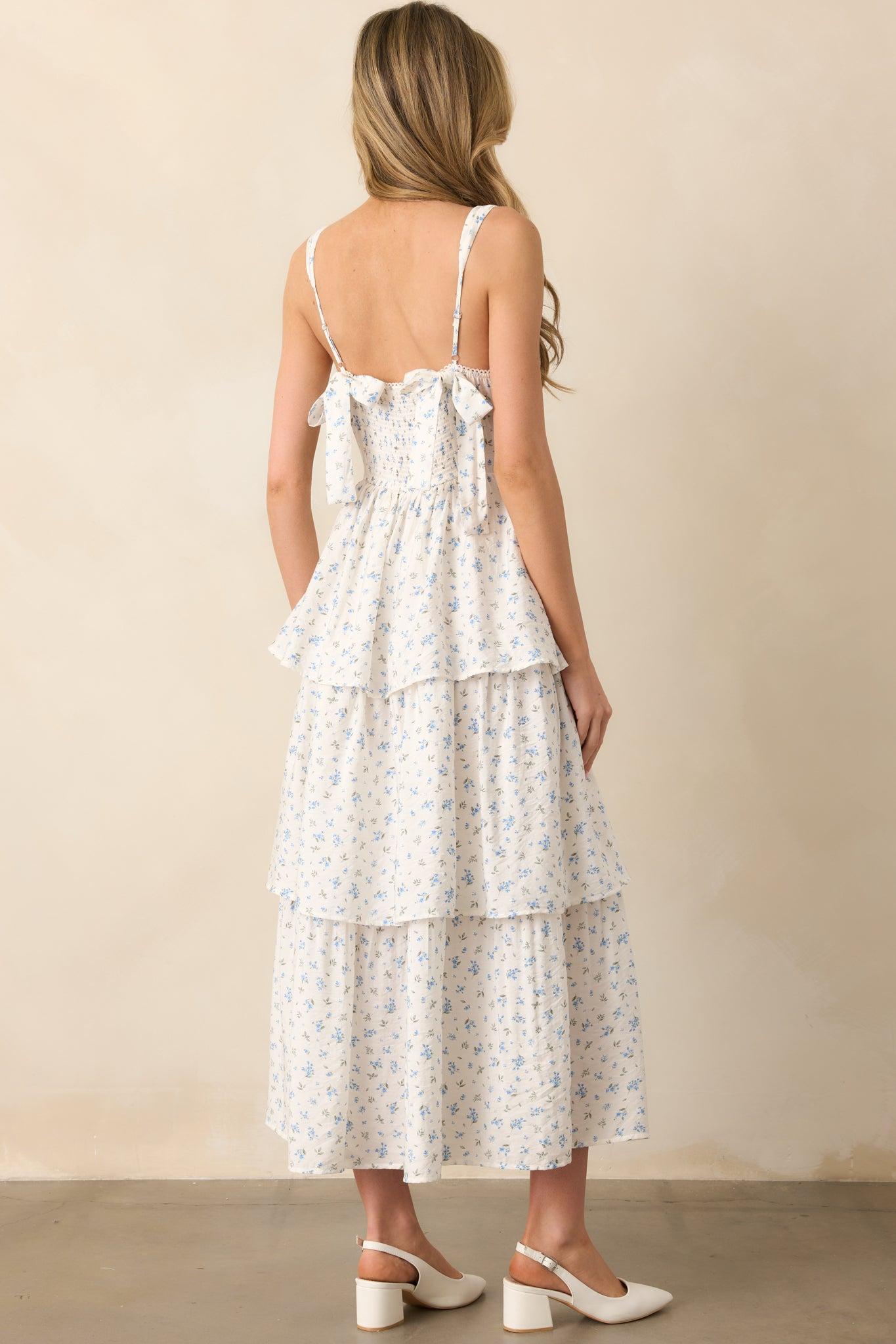 In The Wildflowers Blue Floral Tiered Maxi Dress Product Image