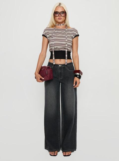 Ramos Low Rise Wide Leg Jeans Dark Grey Wash Product Image