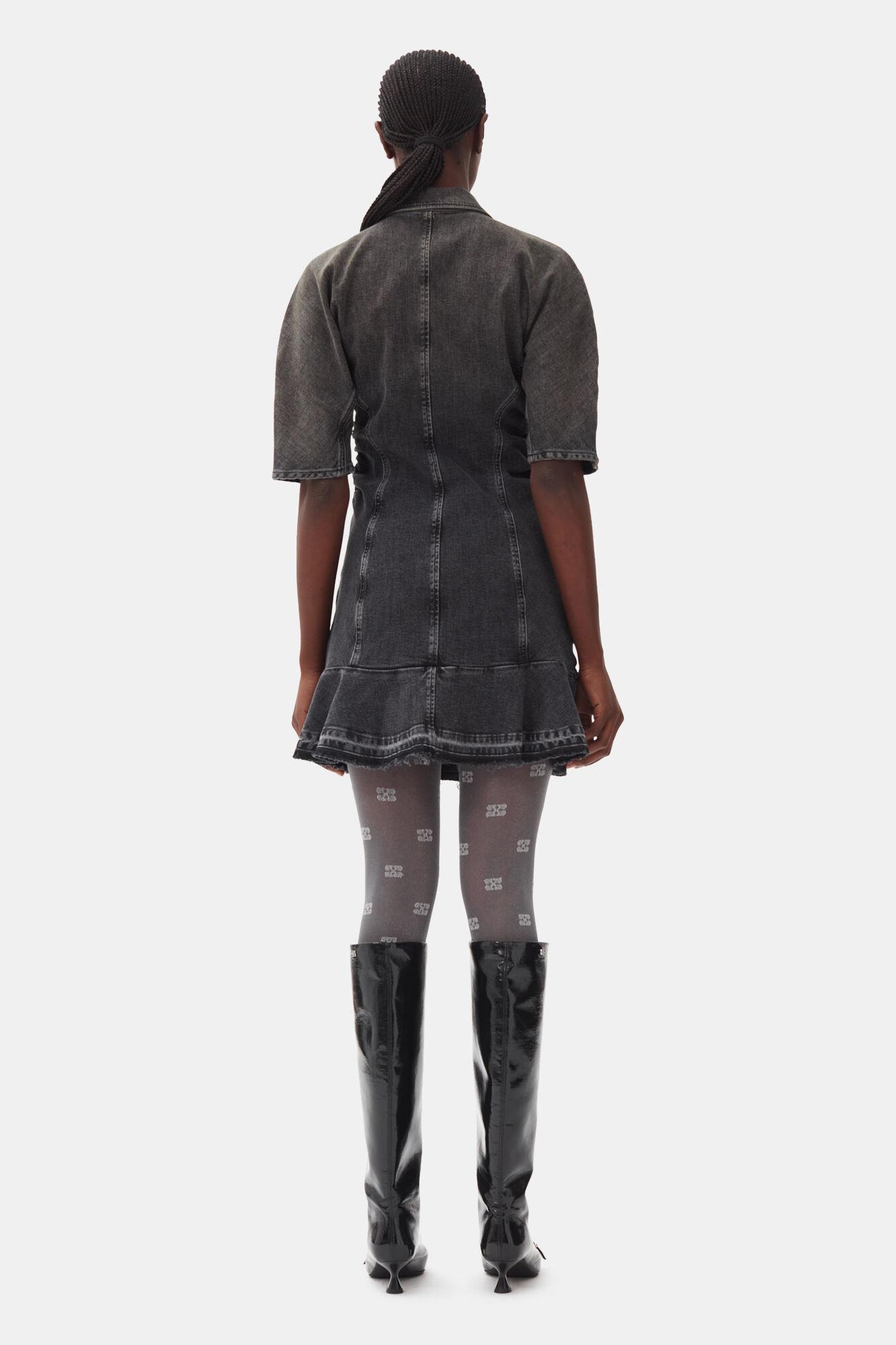 Washed Black Denim Mini Dress Product Image