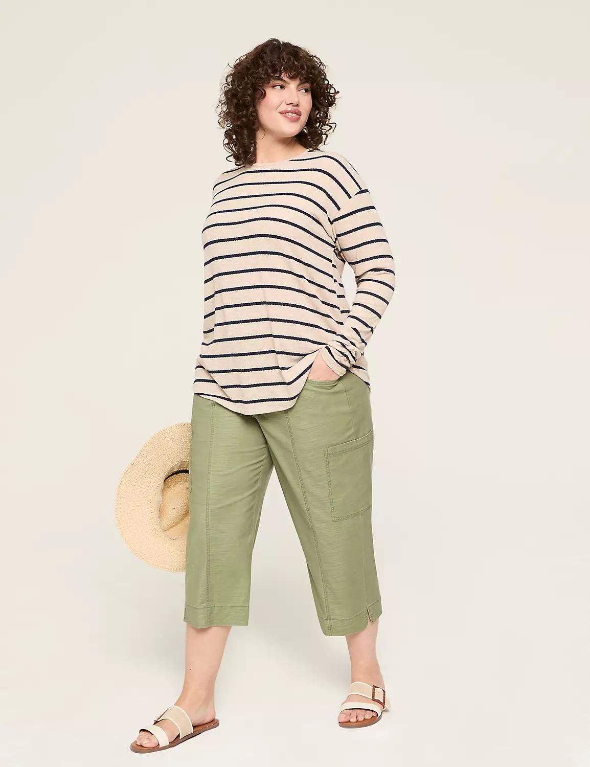 Slub Pull-On Cargo Crop Pant Product Image