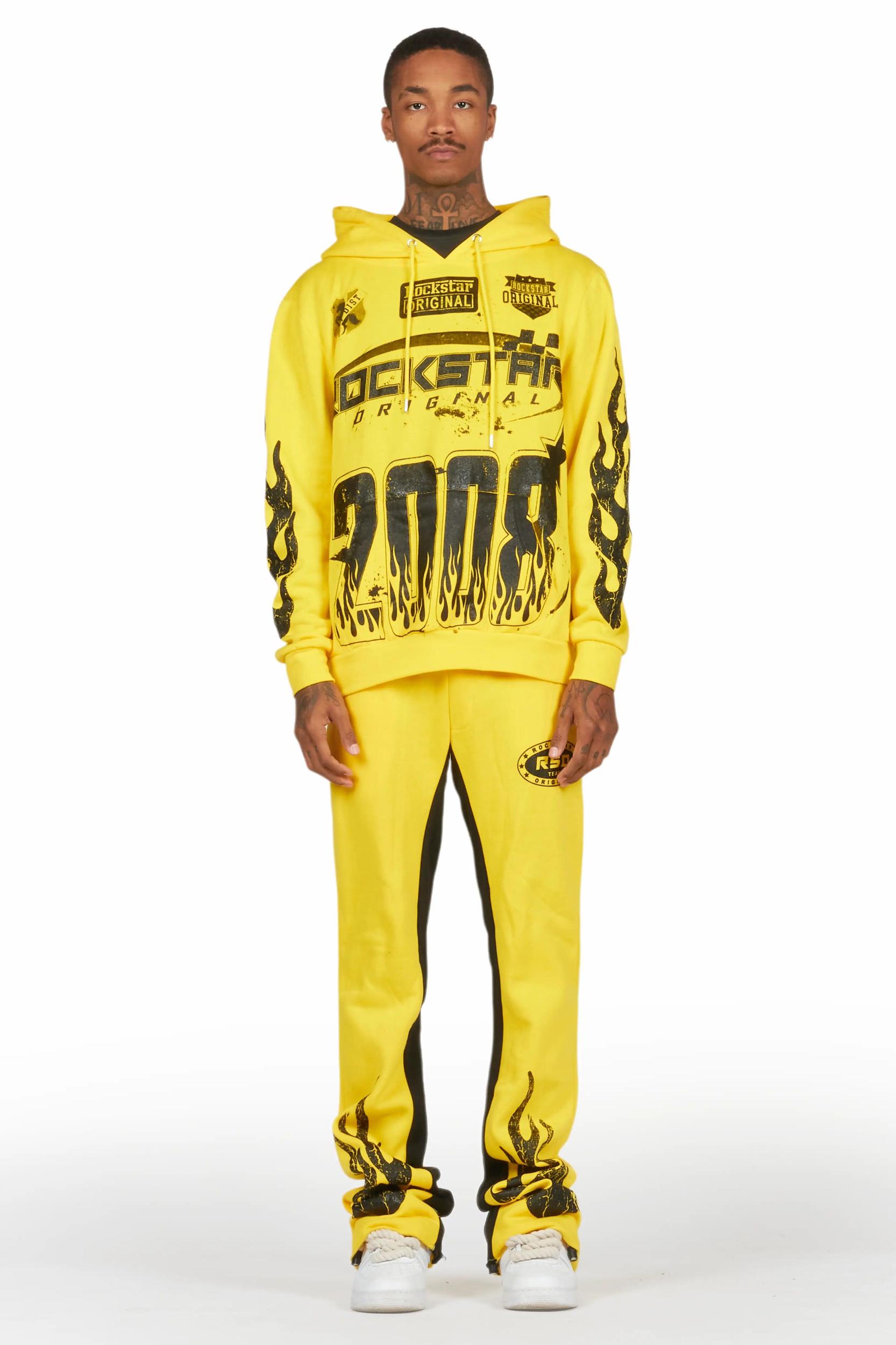 Amos Yellow Hoodie/Baggy Track Pant Set Male Product Image