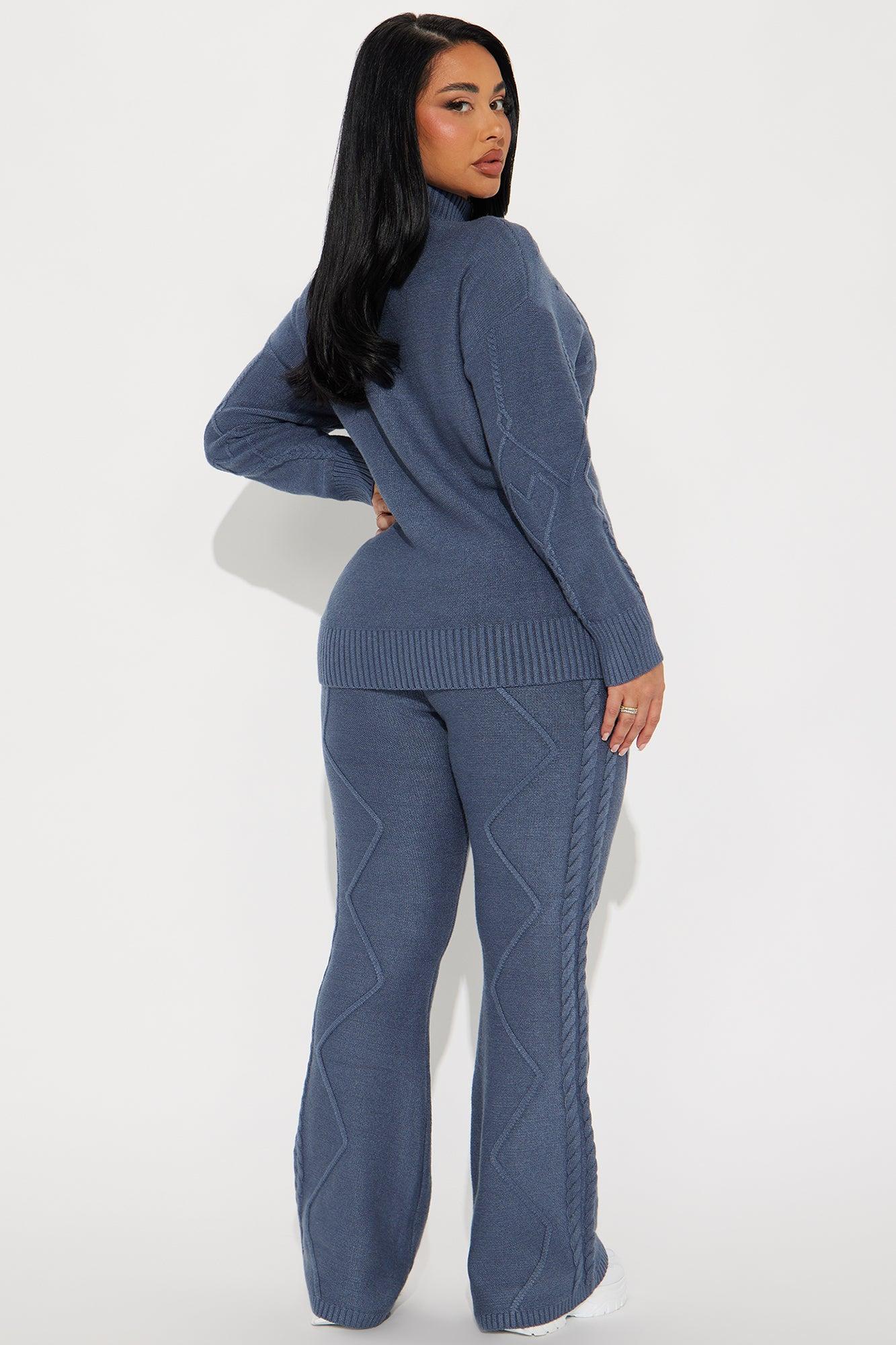 Cozy Up Sweater Pant Set - Denim Product Image