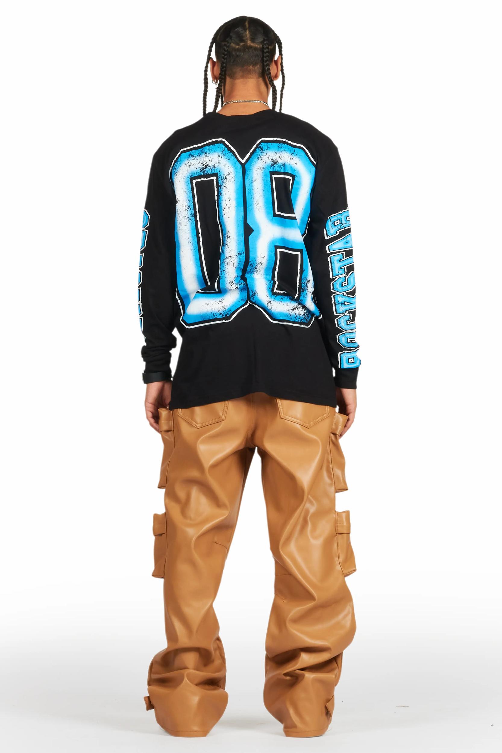 Lenz Beige PU Stacked Leather Jean Male Product Image