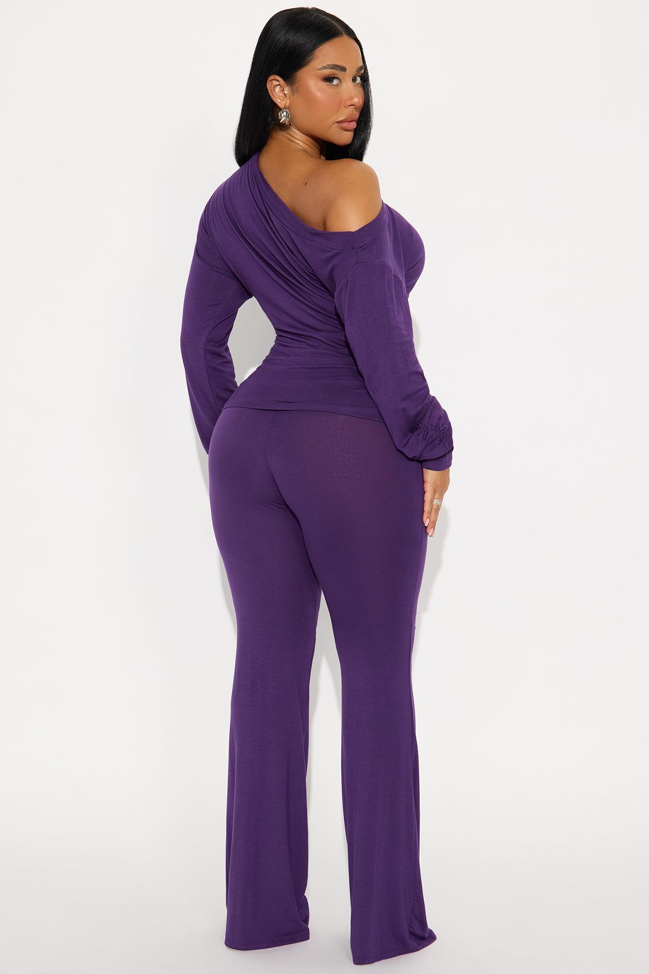 Solana Off Shoulder Pant Set - Eggplant Female Product Image