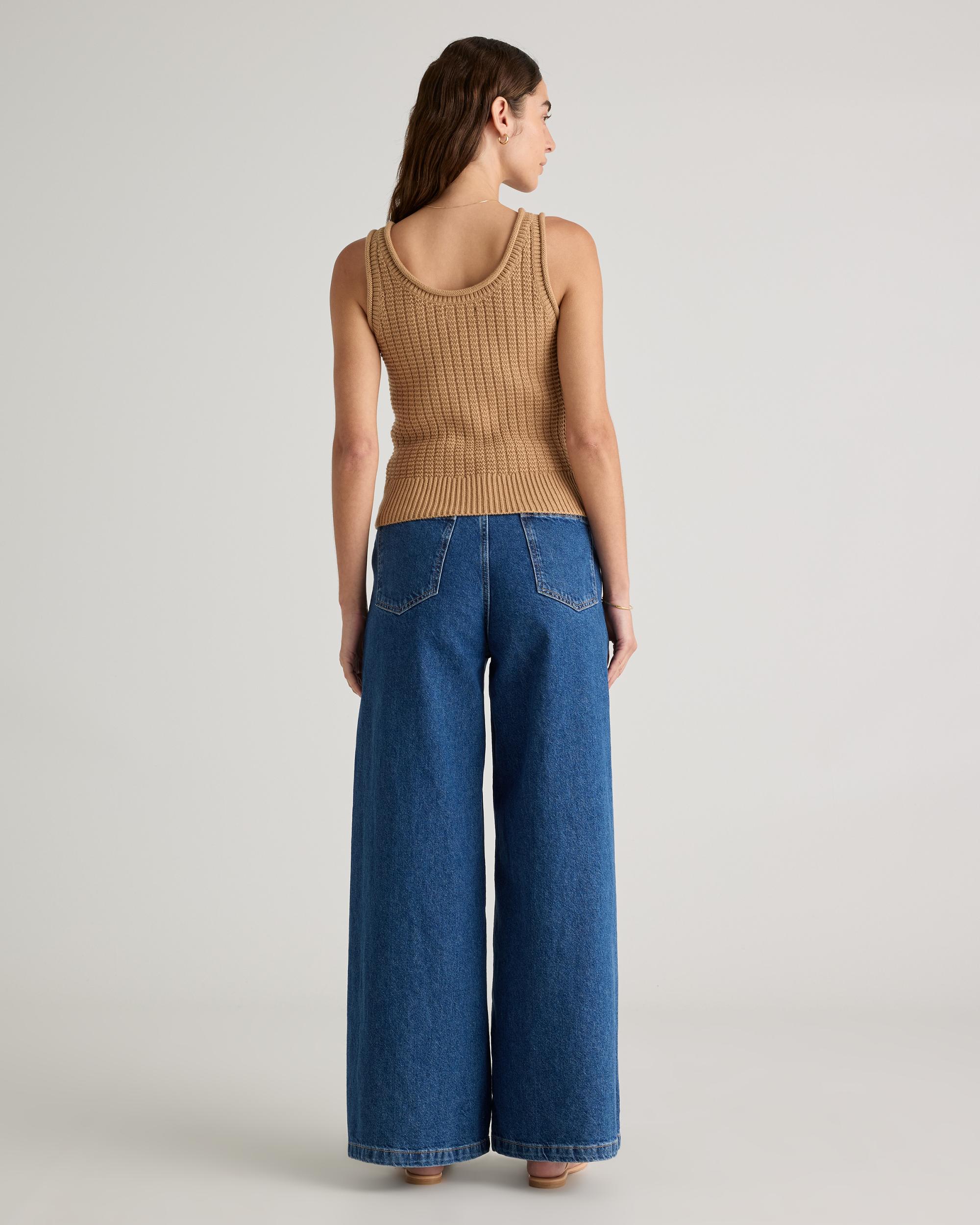 Quince | Women's Waffle Cropped Sweater Tank Top Size XL, Organic Cotton Product Image