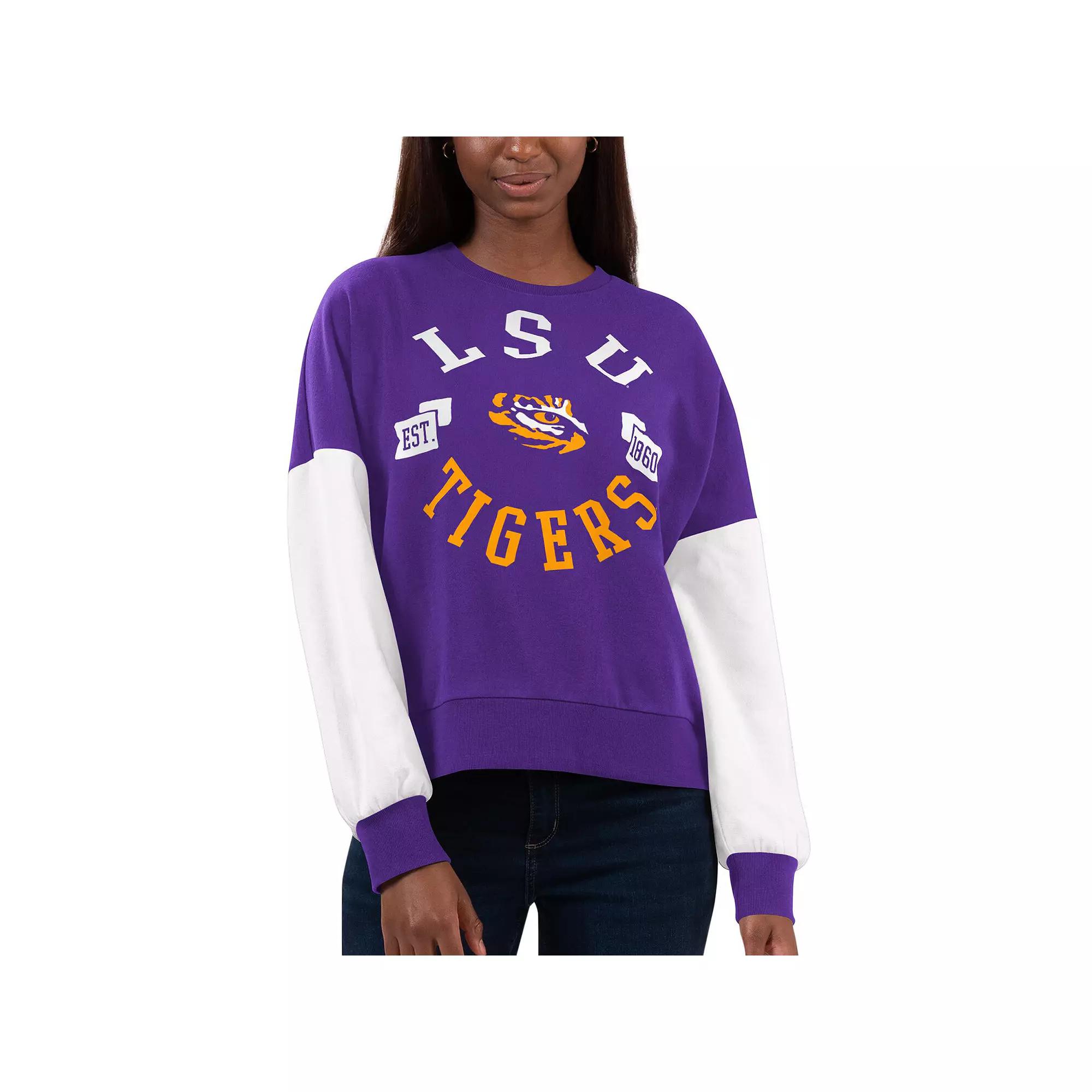 Women's G-III 4Her by Carl Banks Purple/White LSU Tigers Team Pride Colorblock Pullover Sweatshirt,  Product Image