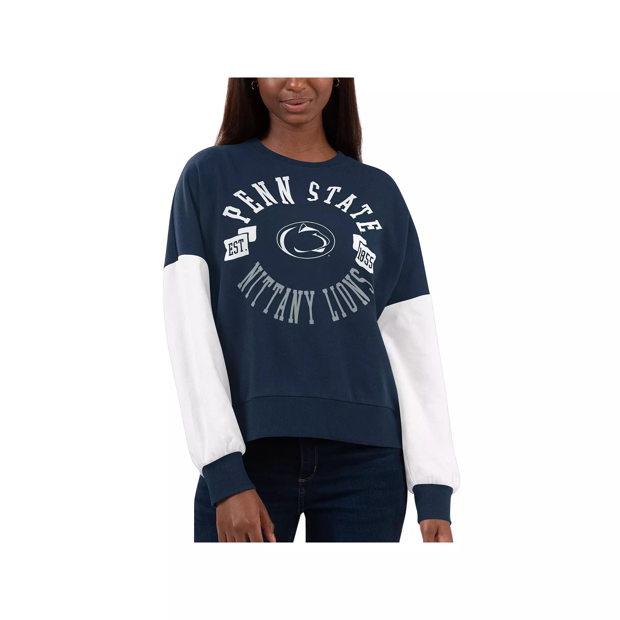 Women's G-III 4Her by Carl Banks Navy/White Penn State Nittany Lions Team Pride Colorblock Pullover Sweatshirt,  Product Image