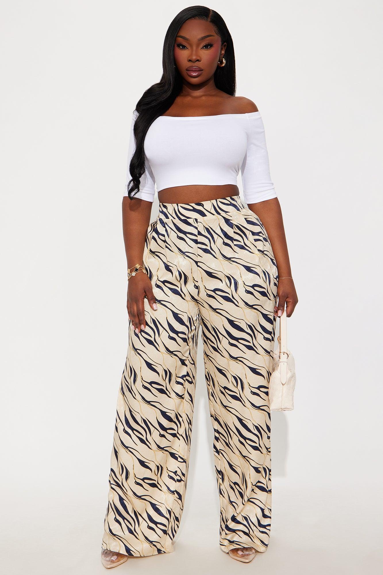 Sienna Satin Wide Leg Pant 33″ - Cream/combo Female Product Image