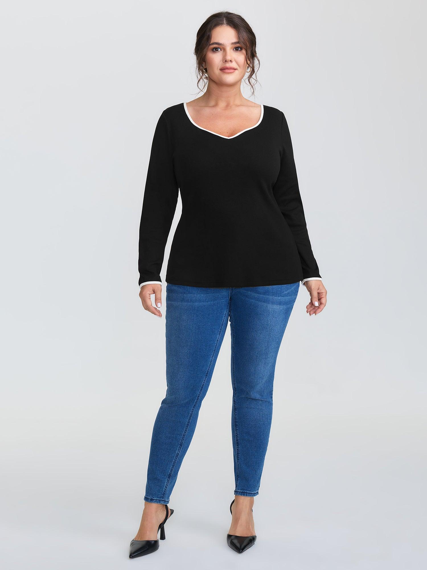 Pure Cotton Ribbed Solid T-Shirt Female Product Image