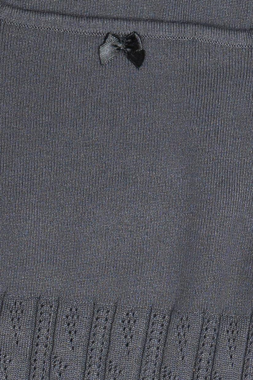 Pointelle Long Sleeve Top With Bow Product Image