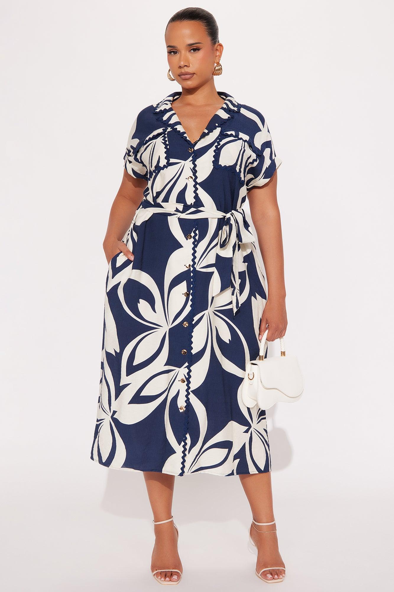 Morin Linen Midi Dress - Blue/combo Female Product Image