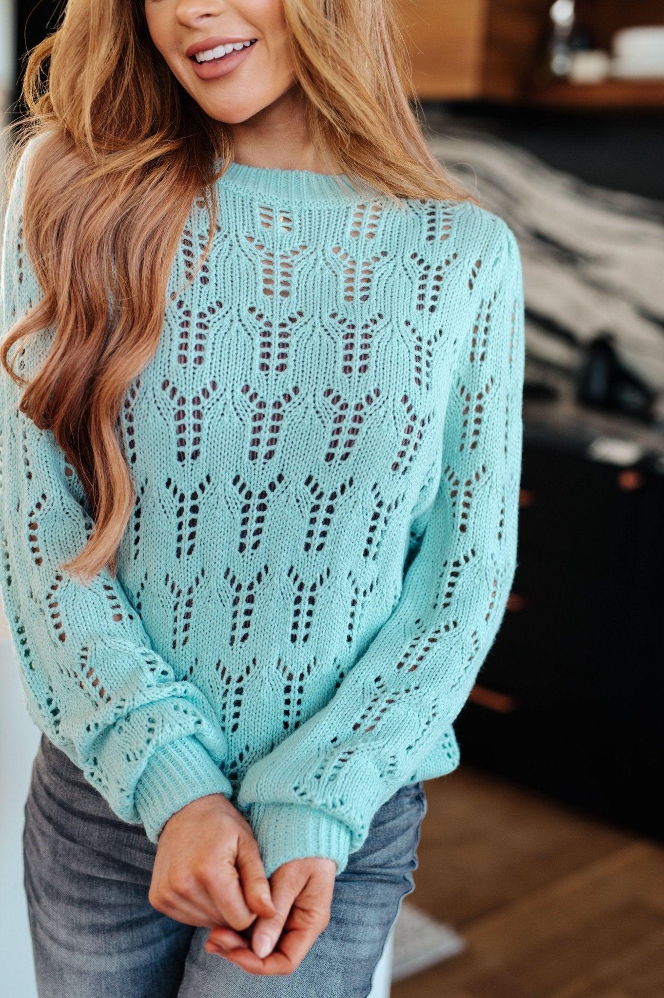 Hole In One Sheer Pointelle Knit Sweater Product Image
