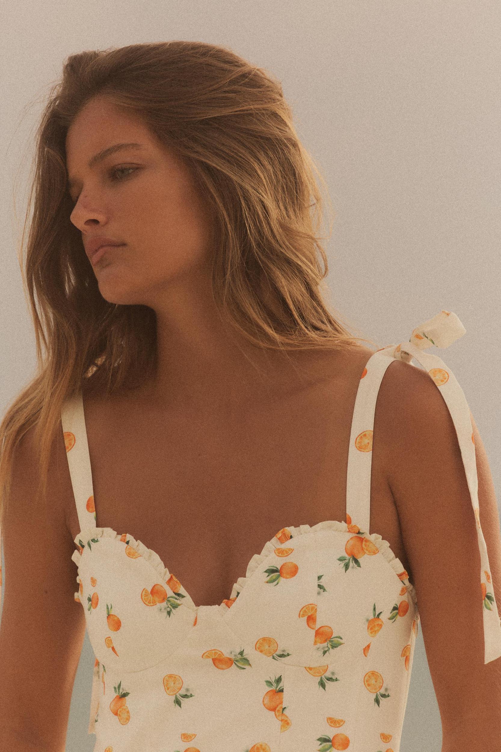 ORANGE PRINT POPLIN DRESS Product Image