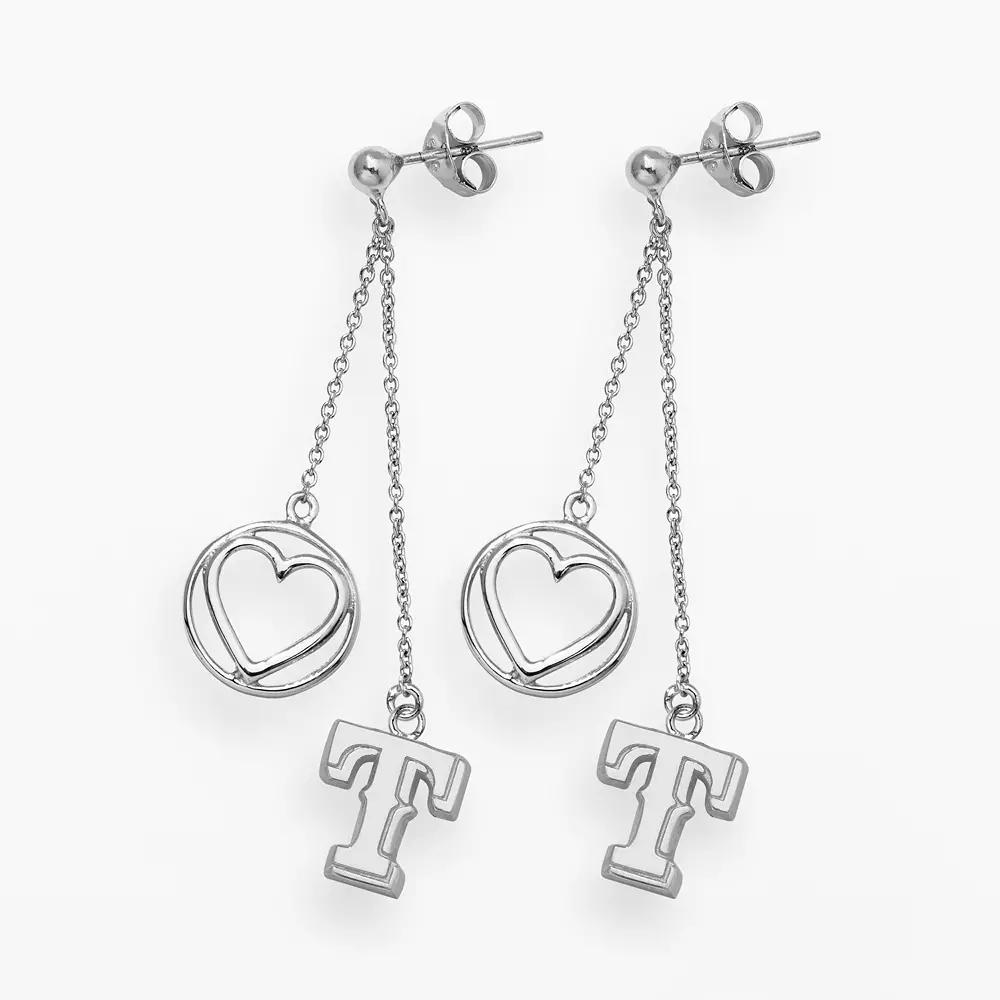 LogoArt Texas Rangers Beloved Sterling Silver Linear Drop Earrings, Women's, Grey Product Image