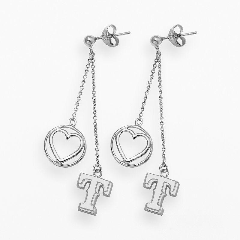 LogoArt Texas Rangers Beloved Sterling Silver Linear Drop Earrings, Women's, Grey Product Image