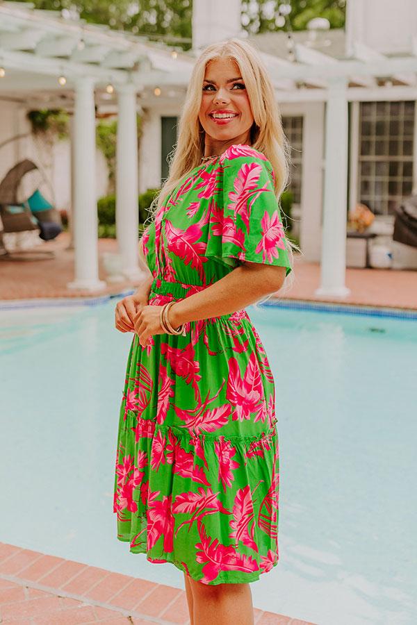 Cruise Trip Ready Floral Mini Dress in Kelly Green Curves Product Image