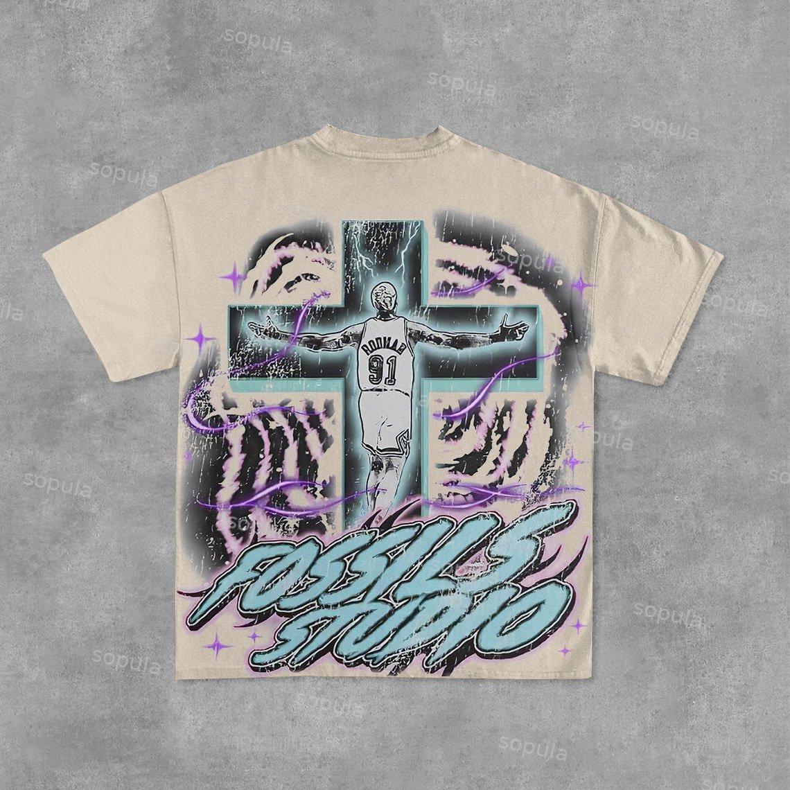 Vintage Basketball Legend Graphic Cotton White T-Shirt Product Image