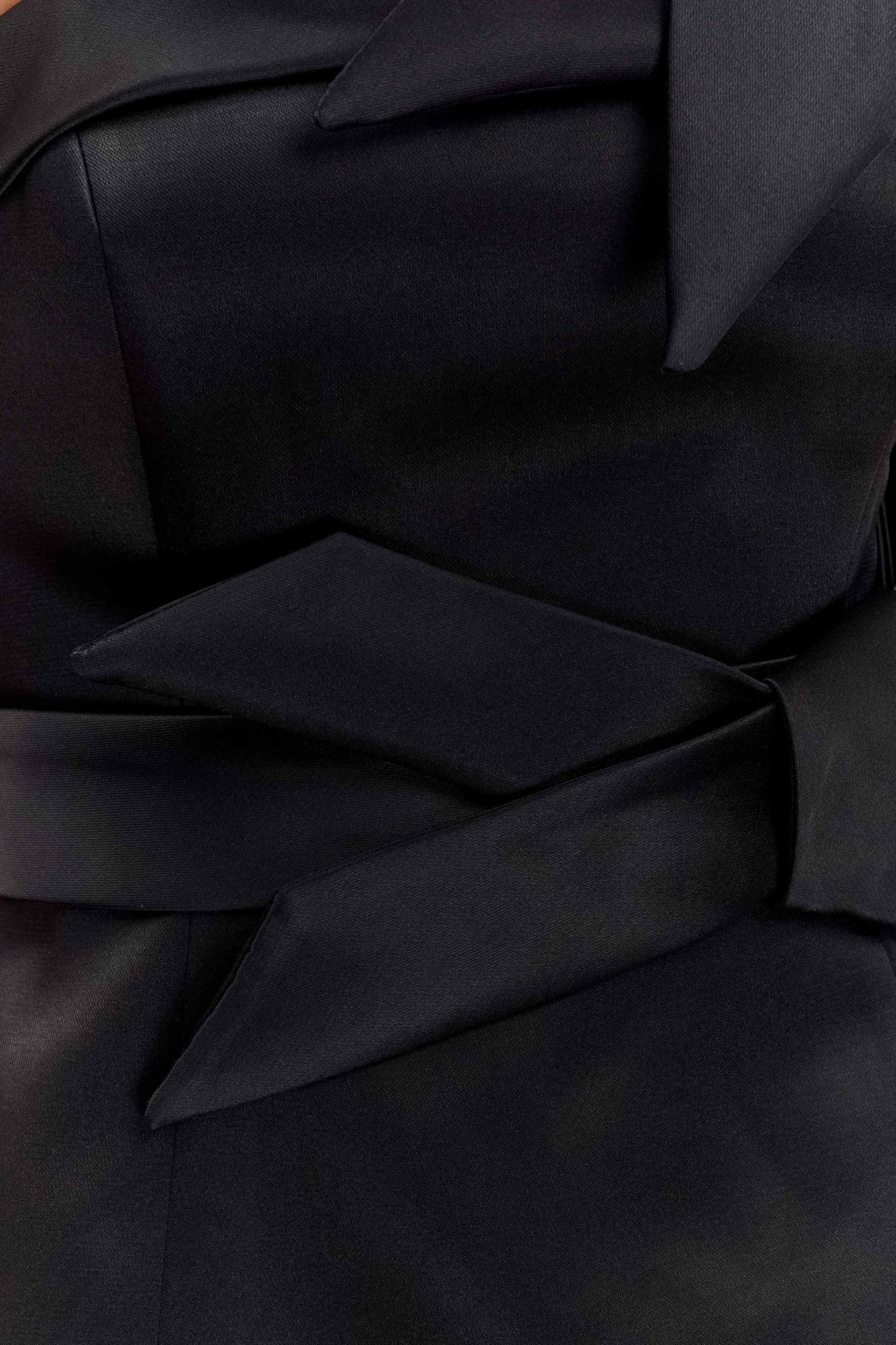 Tatiana Satin Strapless Bow Mini Dress - Black Product Image