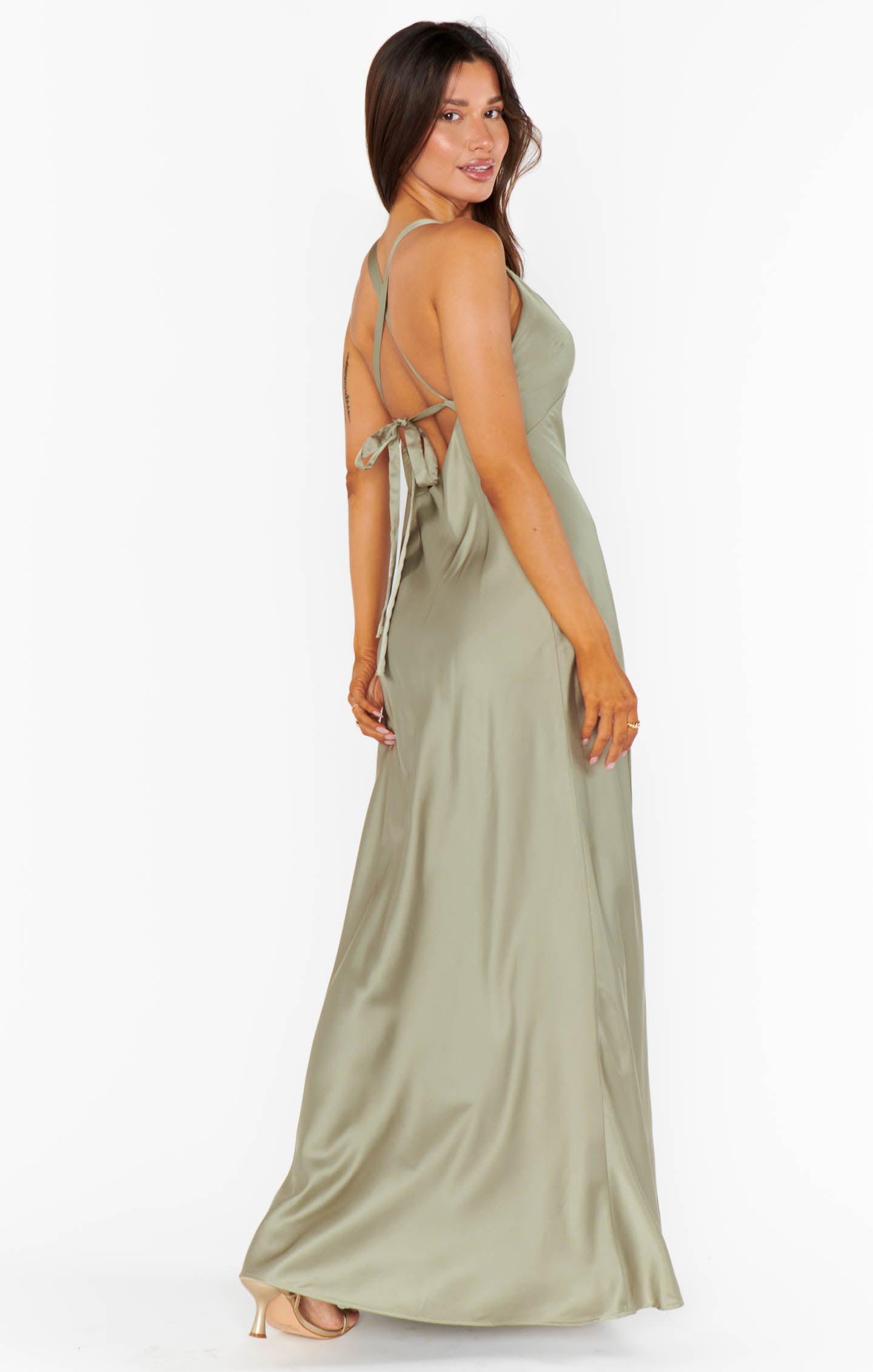 Anderson Maxi Dress ~ Moss Green Luxe Satin Product Image