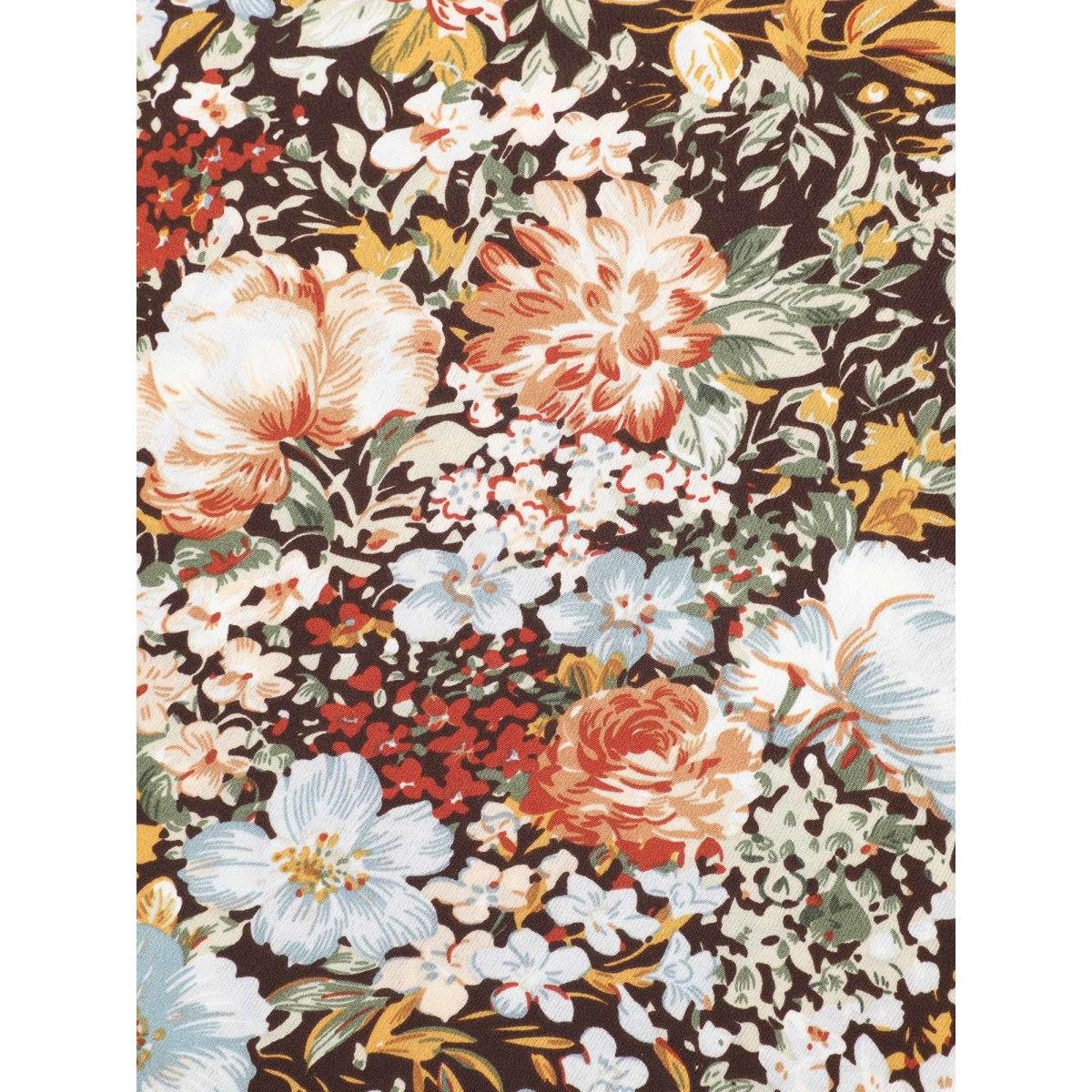 Plus Size Floral Print Stretchy-Waist Midi Skirt Women Multicolor Elegant Contrast No stretch Side seam pocket Everyday Skirts BloomChic 10/M Product Image