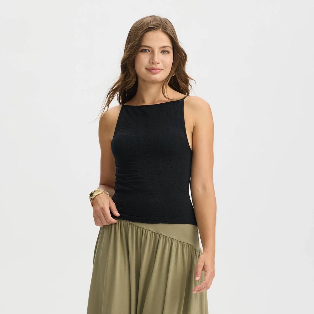 Women's Seamless Cropped Tank Top - A New Day™ Black M Product Image