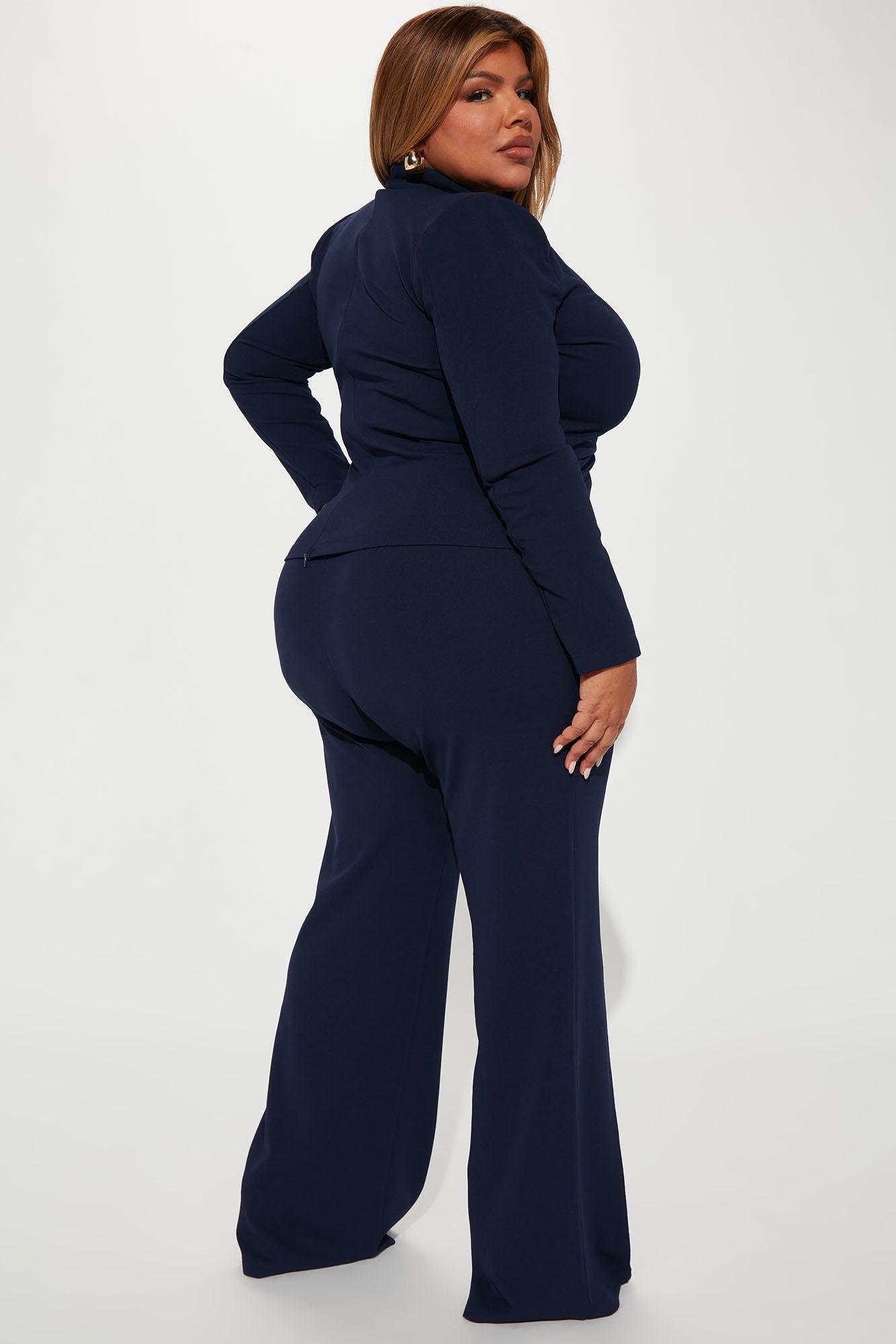Justine Wide Leg Pant Set - Navy Product Image