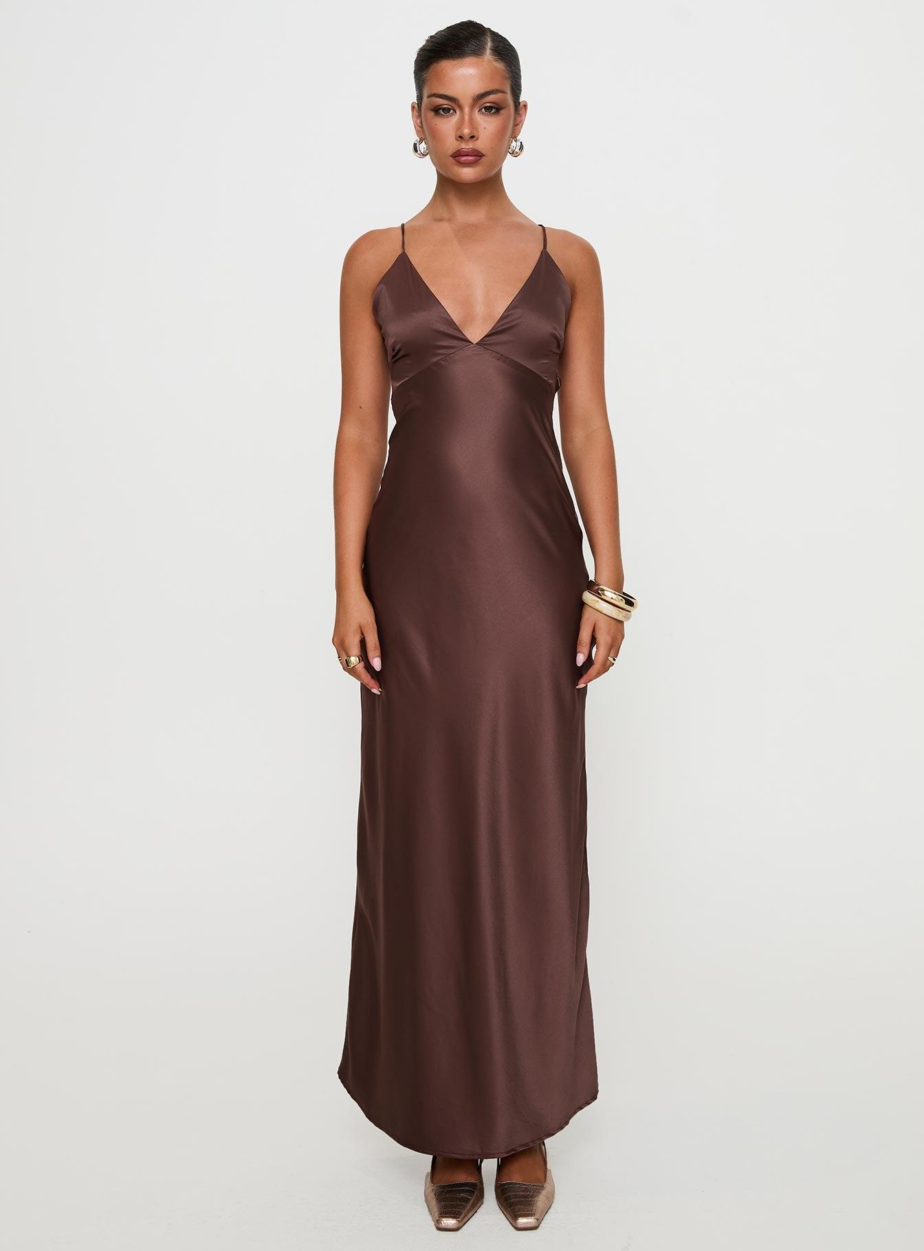 Angels Only Maxi Dress Chocolate Product Image