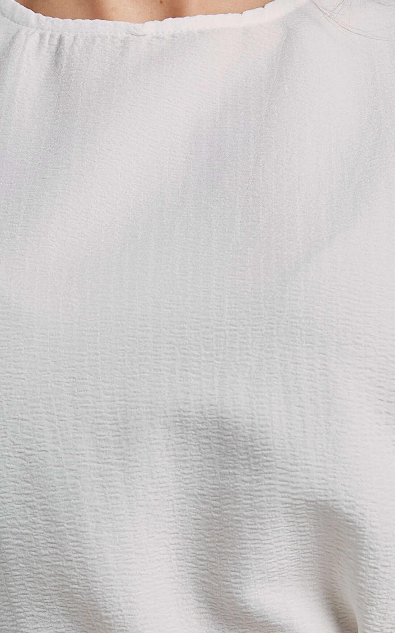 Enzo Top - Flutter Sleeve Scoop Neck Top in White Product Image