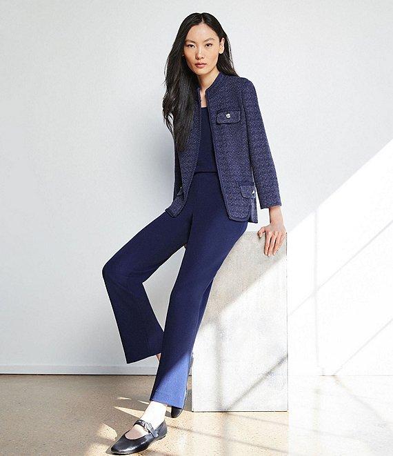 Ming Wang Deco Stretch Crepe Back Slit Hem Pull-On Pants Product Image