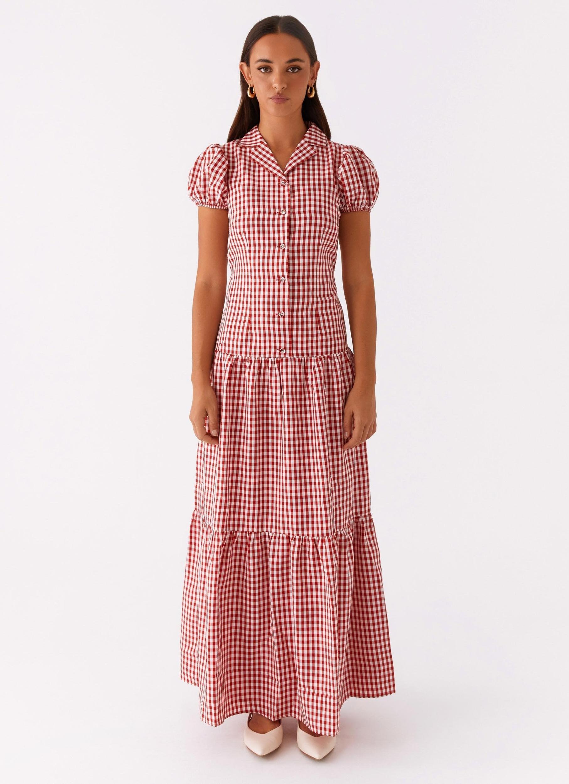 Verity Maxi Dress - Red Gingham Product Image