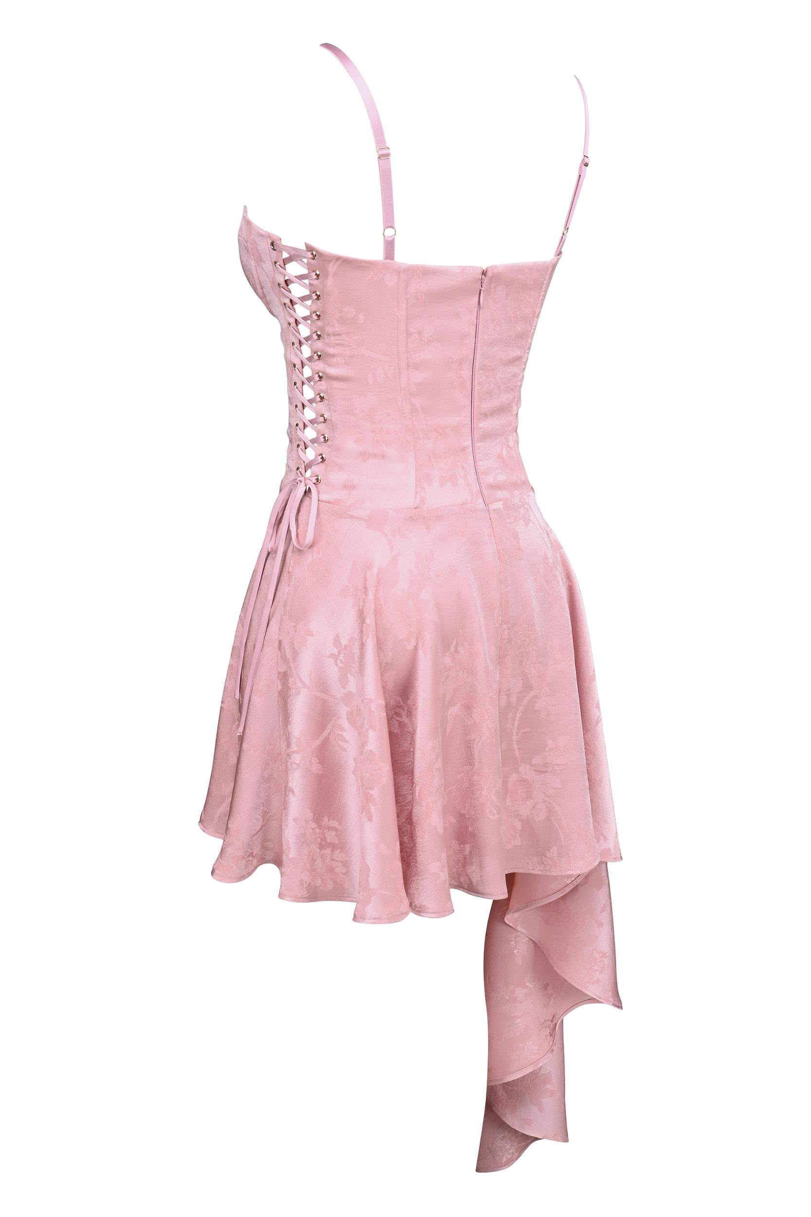 Lola  pink jacquard draped mini dress Product Image