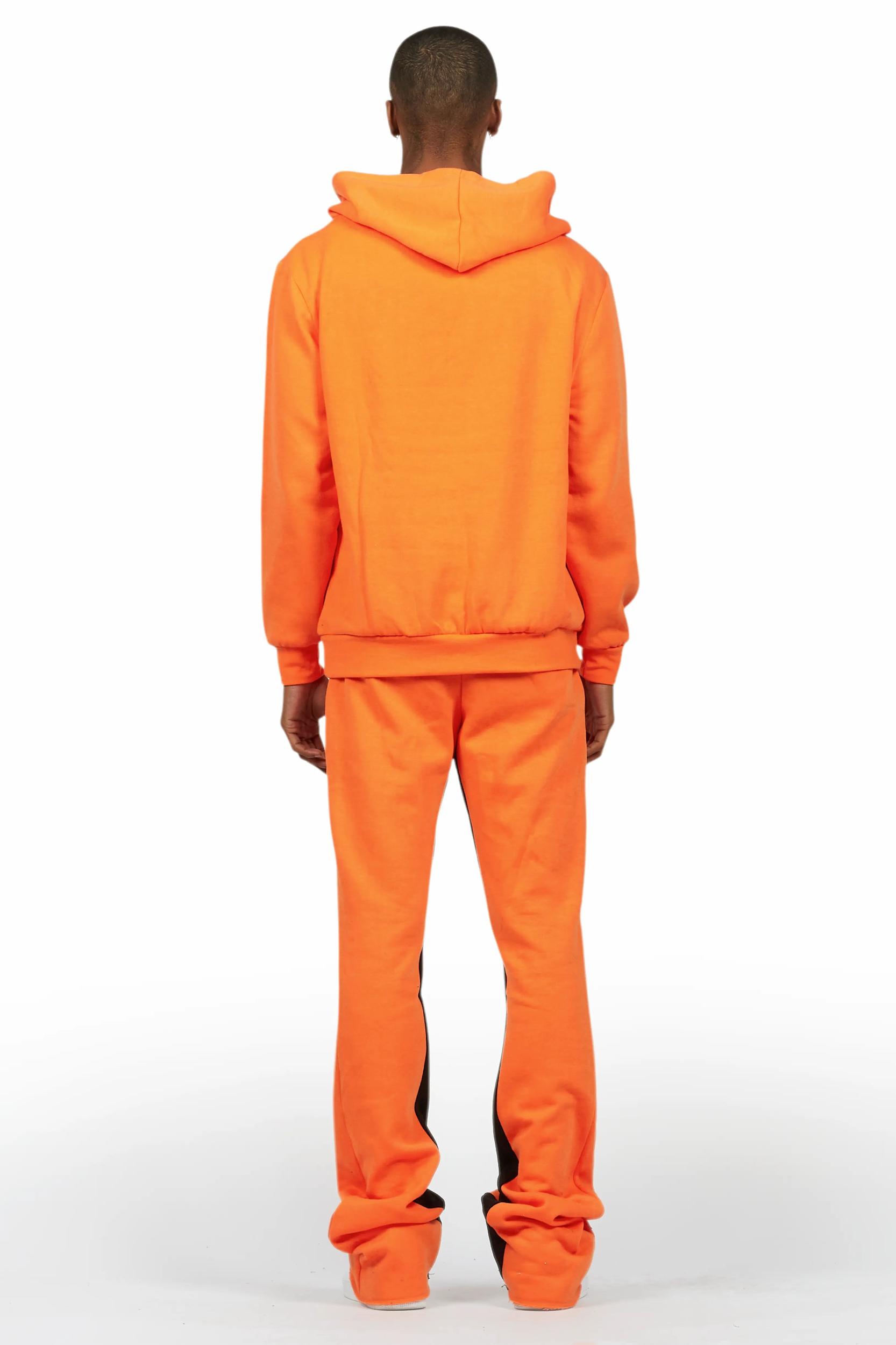 Mallor Orange Baggy Stacked Hoodie Track Set Male Product Image