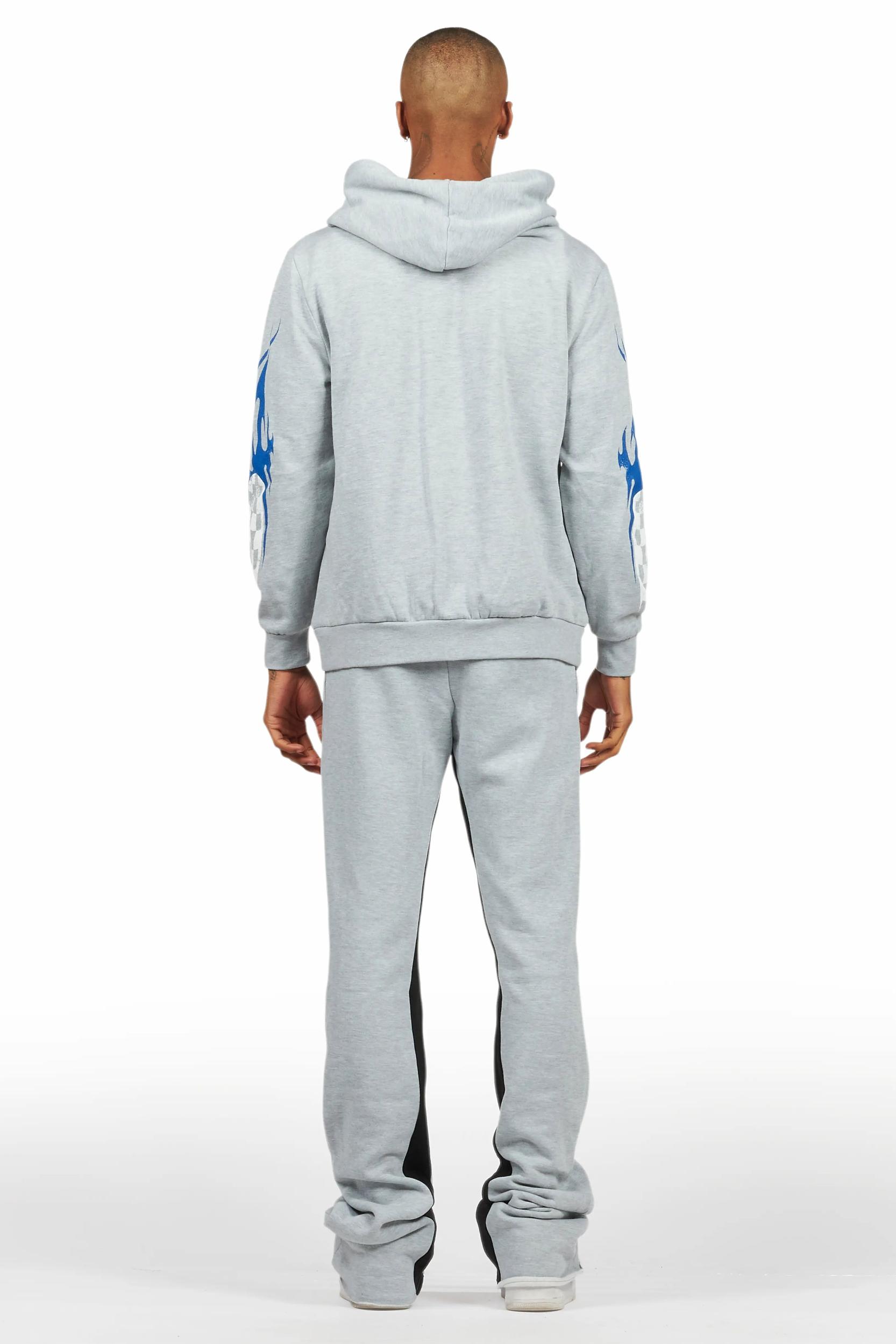 Colorful Race Heather Grey Hoodie/Baggy Track Pant Set Male Product Image