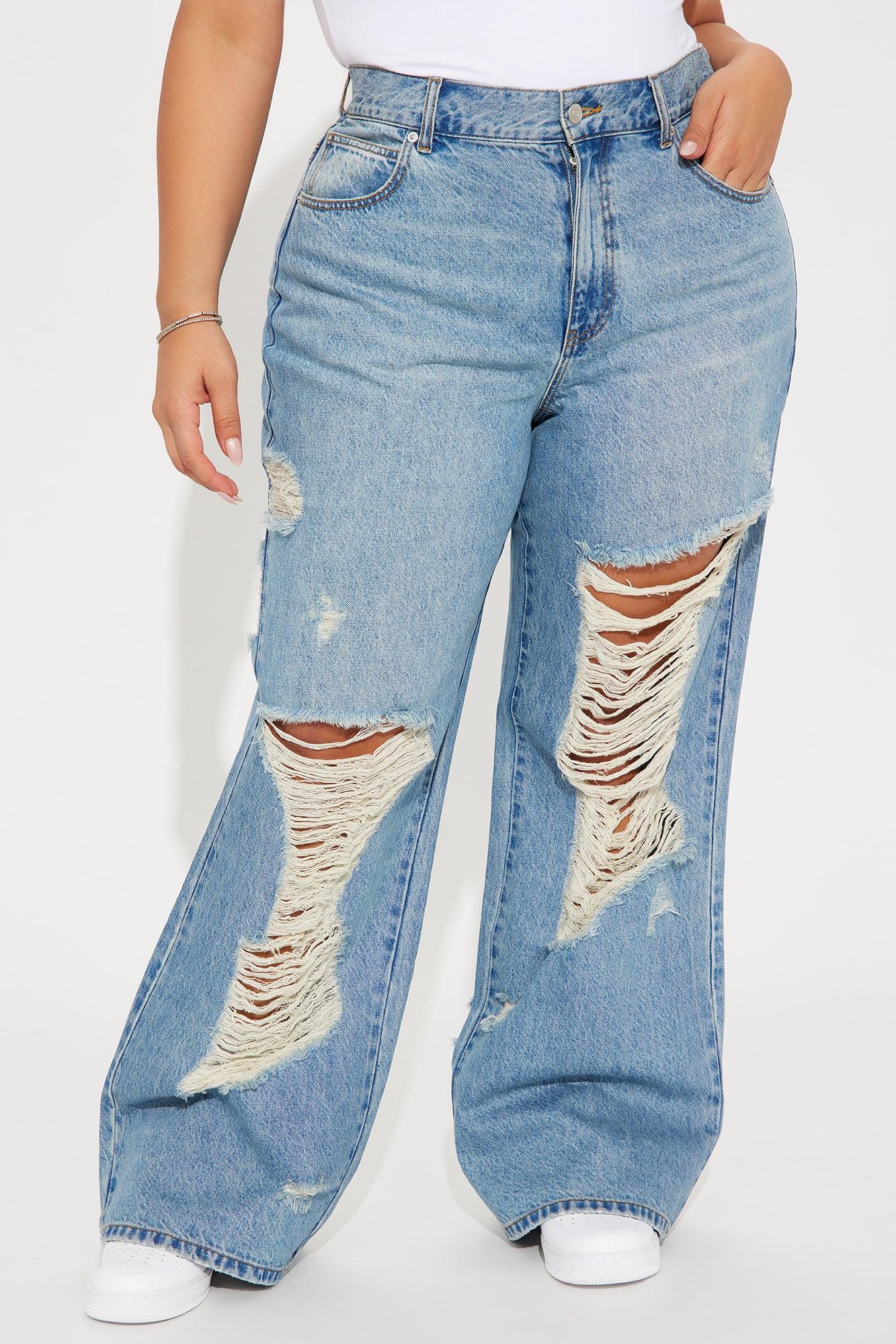 Melany Ripped Wide Leg Jeans - Medium Wash Product Image