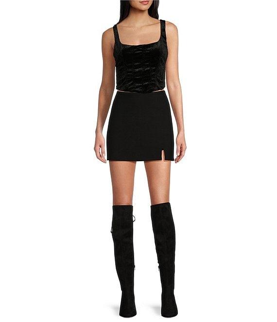 Honey & Sparkle Embossed Velvet Corset Smocked Back Top Product Image