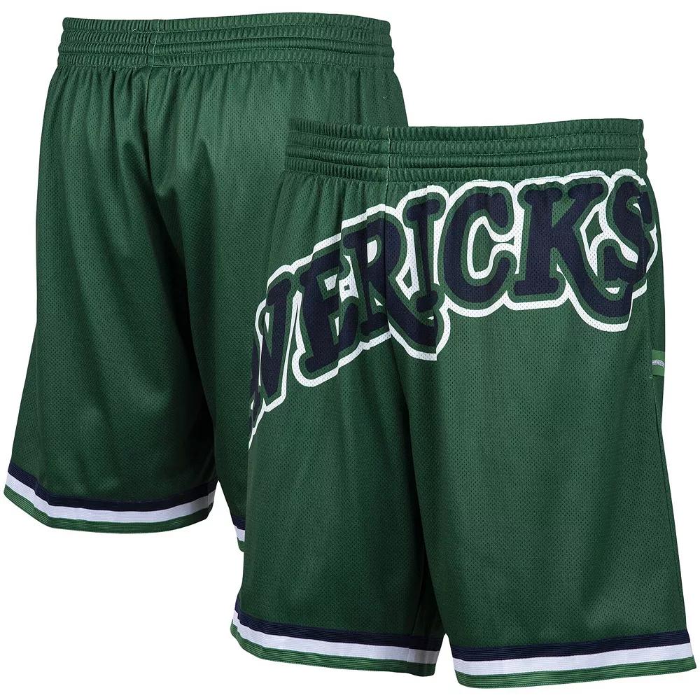 Men's Mitchell & Ness Green Dallas Mavericks Hardwood Classics Big Face 2.0 Shorts,  Product Image