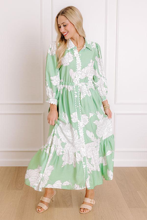 Bistro Bound Floral Midi Dress in Seaglass Product Image
