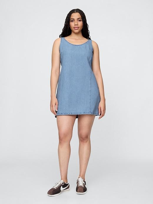 UltraSoft Denim Mini Shift Dress Product Image