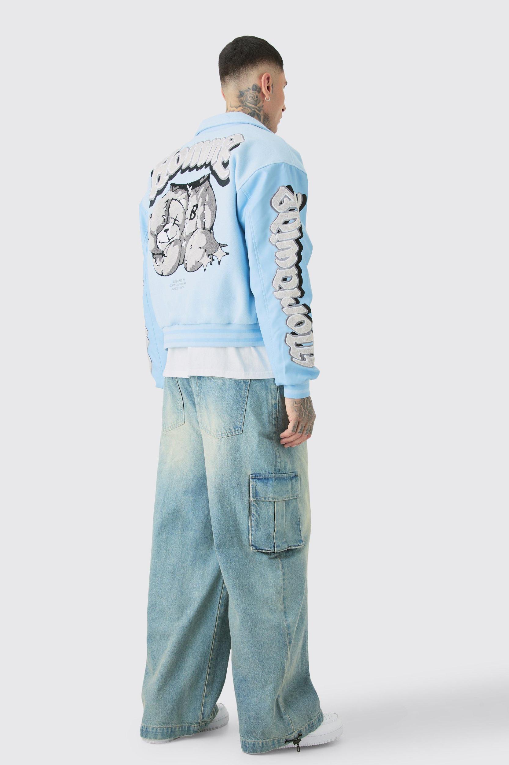 Tall Denim Cargo Parachute Jeans | boohooMAN USA Product Image