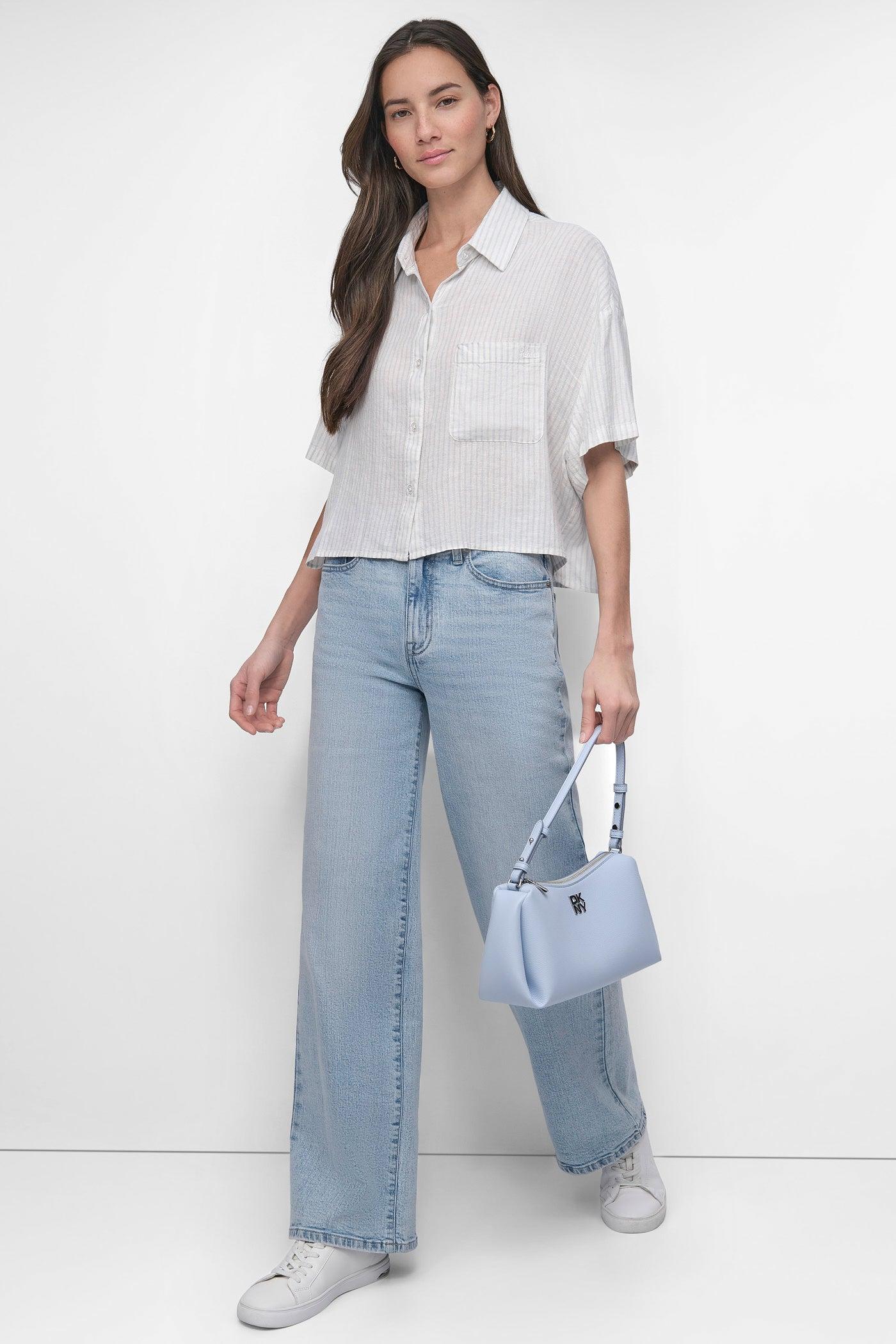 CROPPED LINEN-BLEND SHIRT Product Image