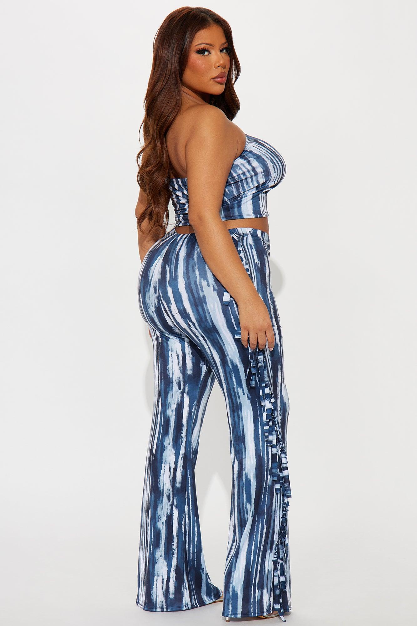 Off The Fringe Strapless Pant Set - Blue/combo Female Product Image