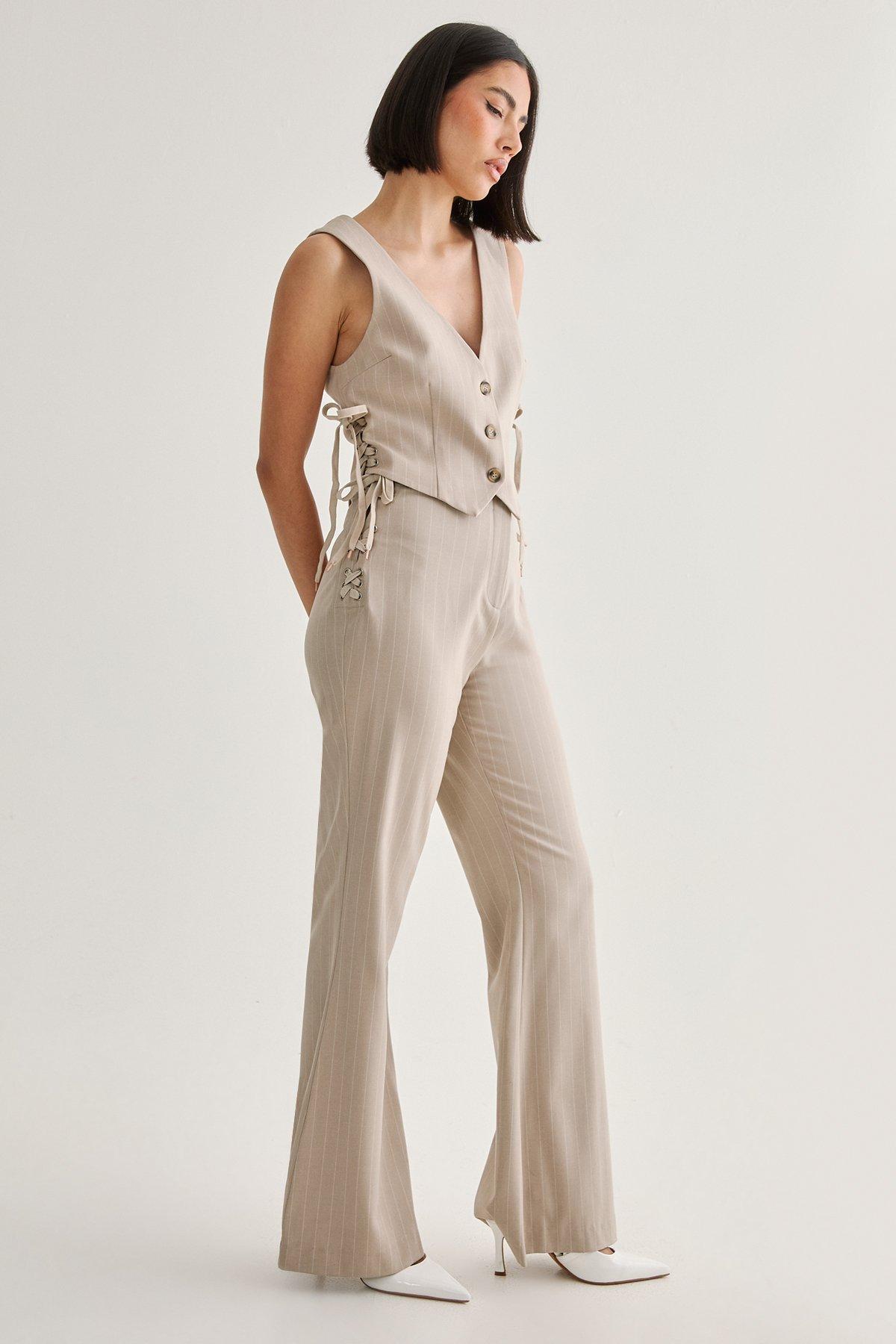 Pinstripe Tie Side Tailored Vest Product Image