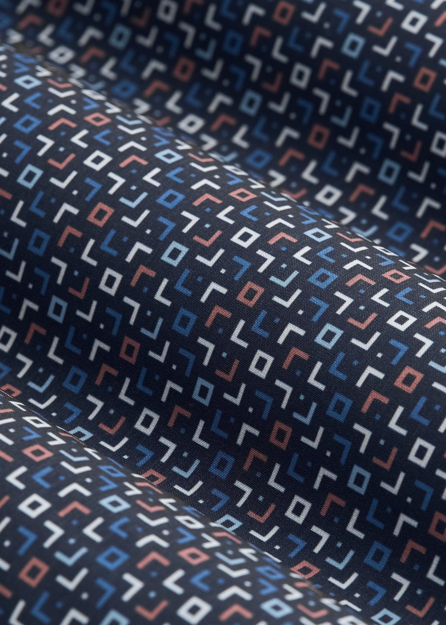 Short Sleeve Traveler Stretch Button Shirt for Tall Men in Blue Fleck Male Product Image