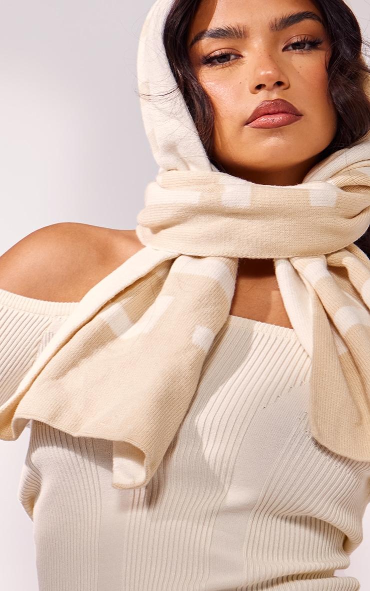 Cream Bardot Rib Knit Long Sleeve Top Product Image