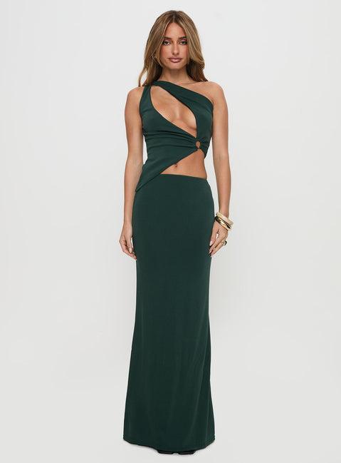 Diablo Cut Out Maxi Dress Forest Green Product Image