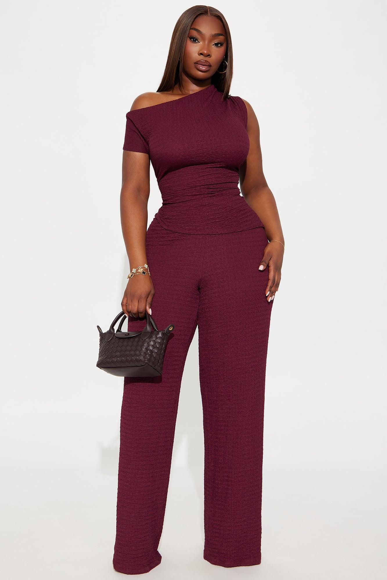 Setting Examples Textured Jumpsuit - Wine Female Product Image