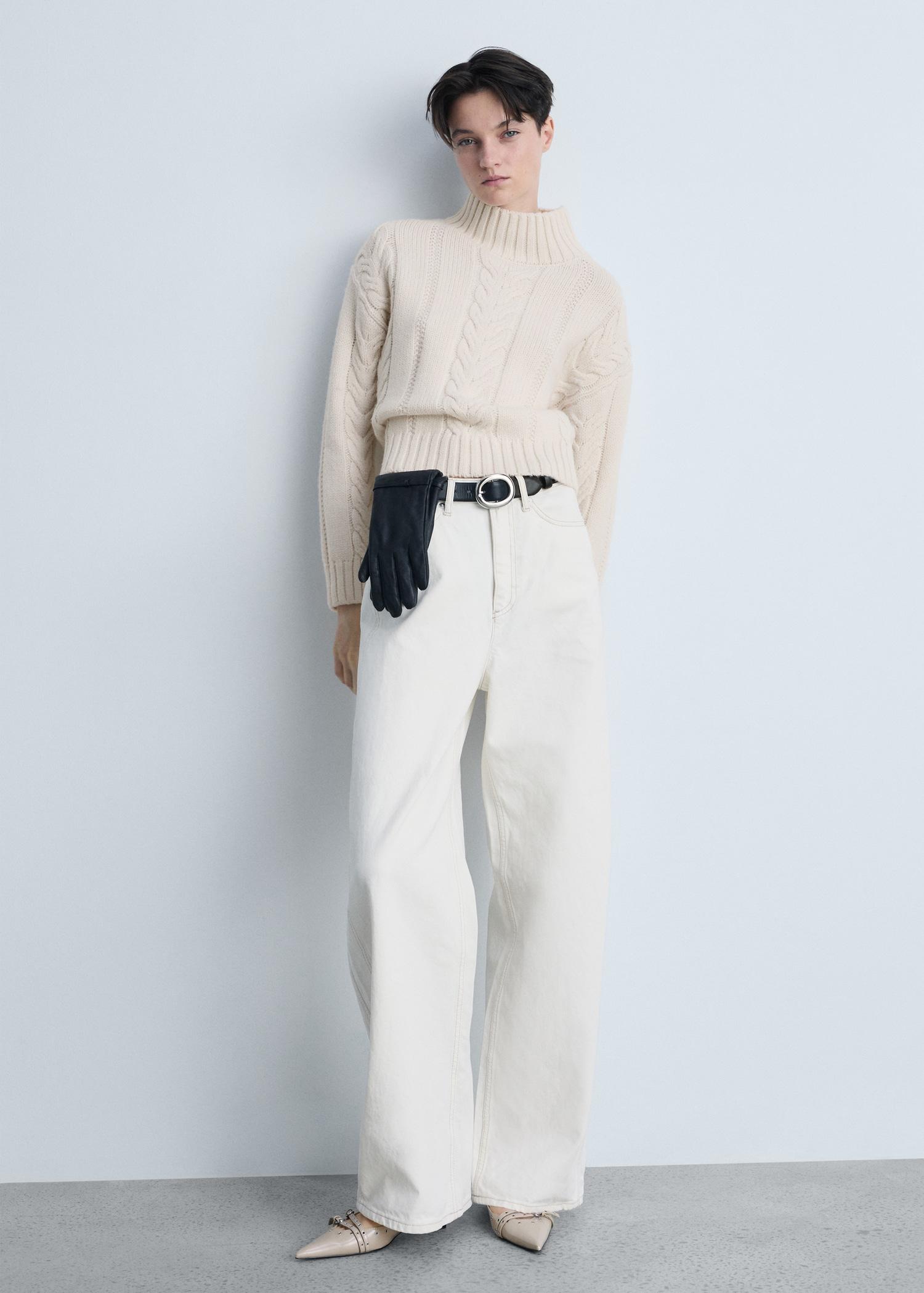 Braided sweater with perkins neck - Women | MANGO USA Product Image