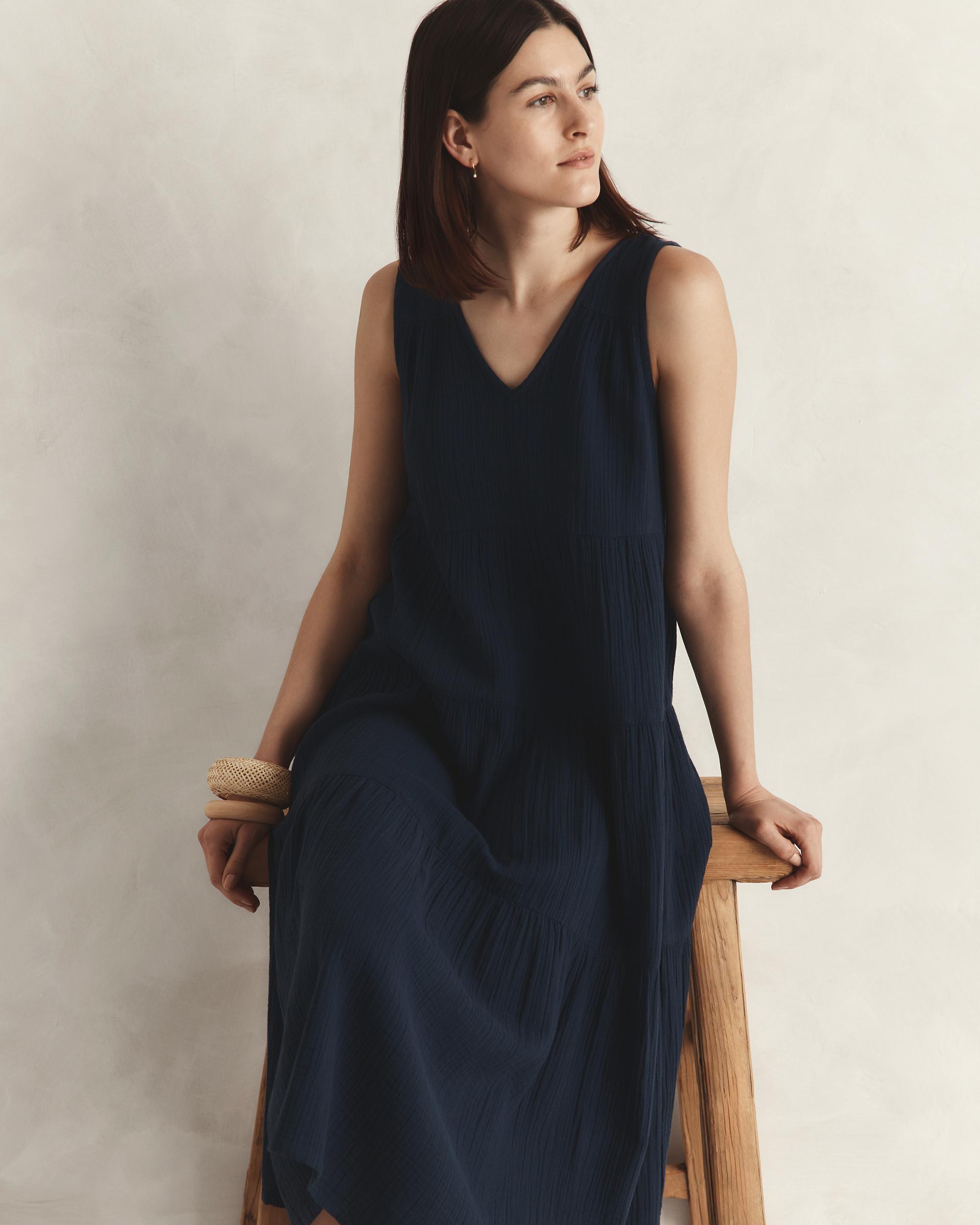 Quince | Women's Gauze Tiered Maxi Dress Size XS, Organic Cotton Product Image